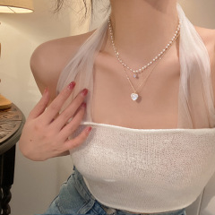 真金メッキバロック真珠愛二重ネックレスファッション気質鎖骨鎖優雅なアクセサリー卸売り
