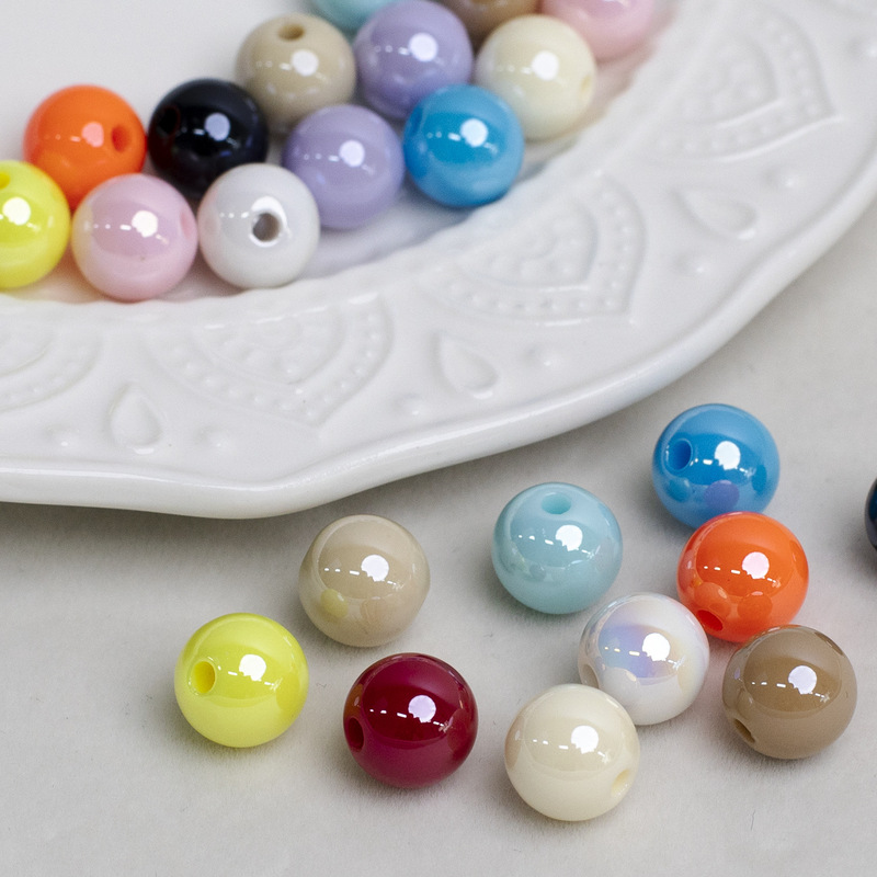 Ding Yi Cold Moon colorful card 8 round beads solid color acrylic beads loose beads beaded diy mobile phone chain car hanging accessories