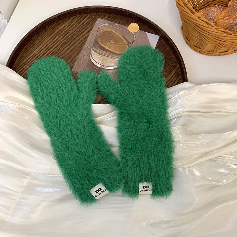 Guantes para mujer, ciclismo a prueba de viento, invierno cálido, nuevos guantes de felpa cálidos, guantes de punto coreanos japoneses al por mayor