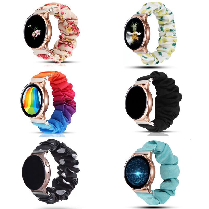 For Samsung Galaxy Watch 4 active20mm Large Bowel Printed Hair Band Elastic Fabric Strap
