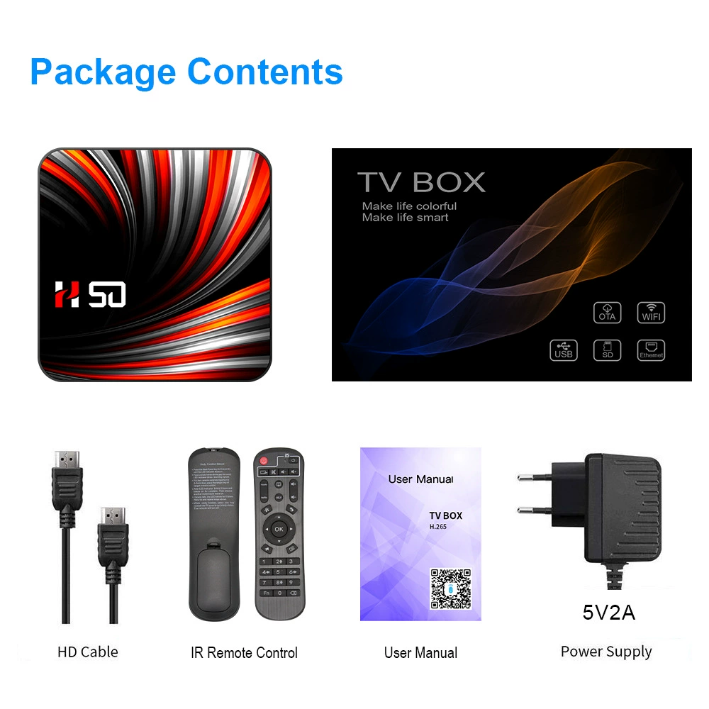Сетевой набор - топ-бокс H50 RK3318 Android 10 4K HD сетевой плеер TV Box