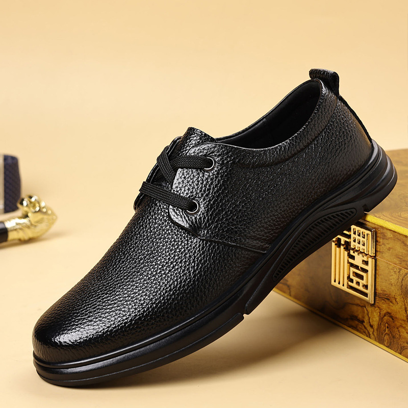 热卖休闲皮鞋透气休闲鞋系带中老年软底软面潮鞋爸爸鞋速卖通代发