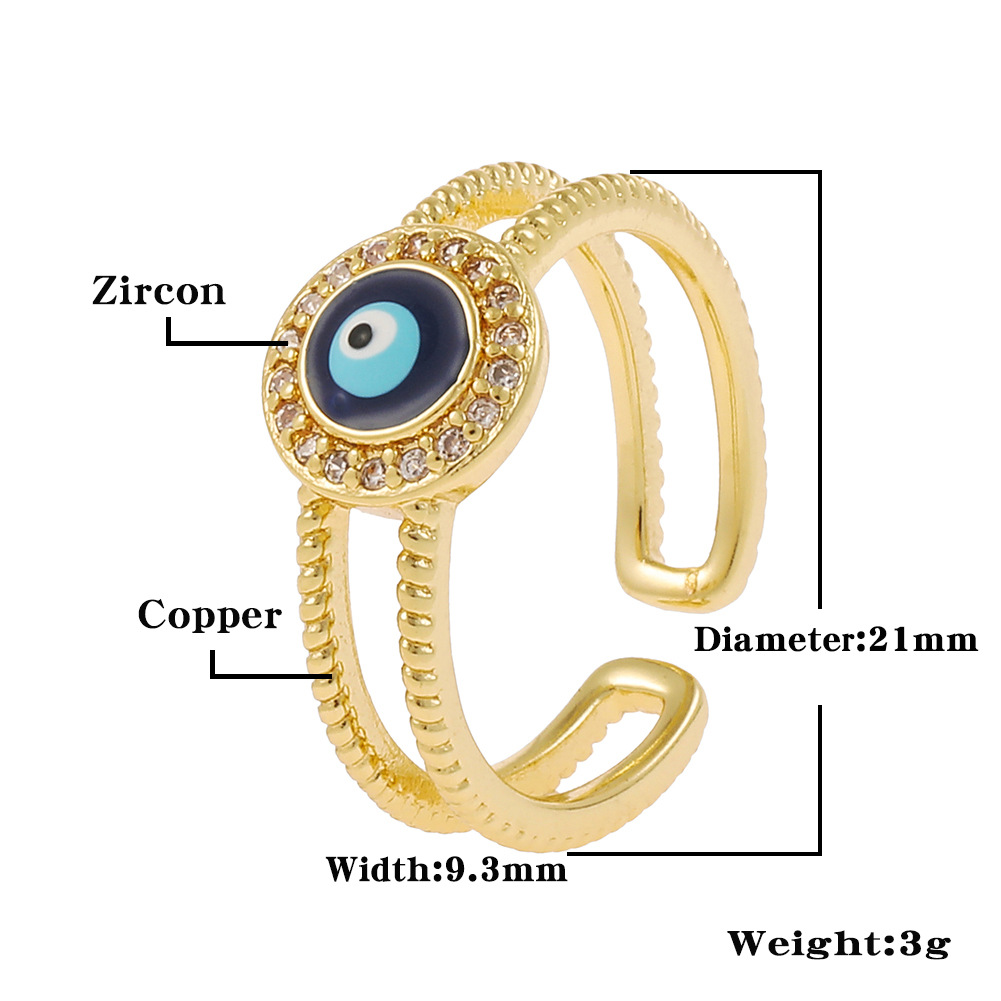 Fashion Geometric Devilu0027S Eye Star Copper Open Ring Rhinestone Plating Zircon Copper Rings