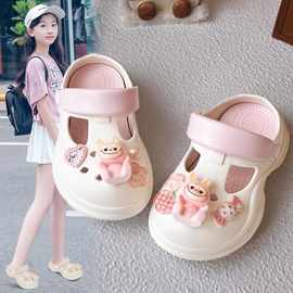 拉布布女童洞洞鞋夏季2025新款儿童公主沙滩凉拖防滑软底女孩外穿