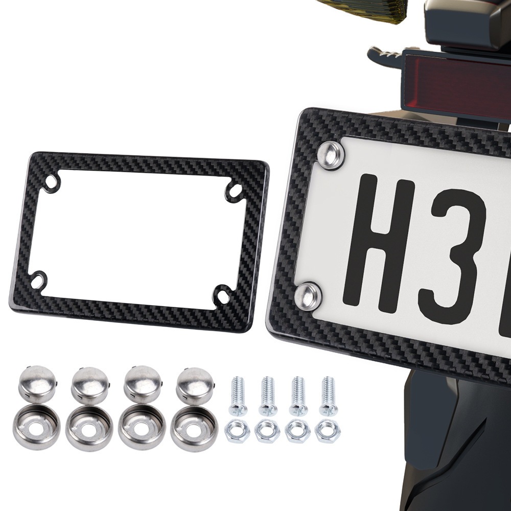 Motorcycle License Plate Frame Carbon Fiber License Plate Frame Dry Carbon Electric Vehicle Us Standard License Plate Holder Real Carbon Modification Accessories
