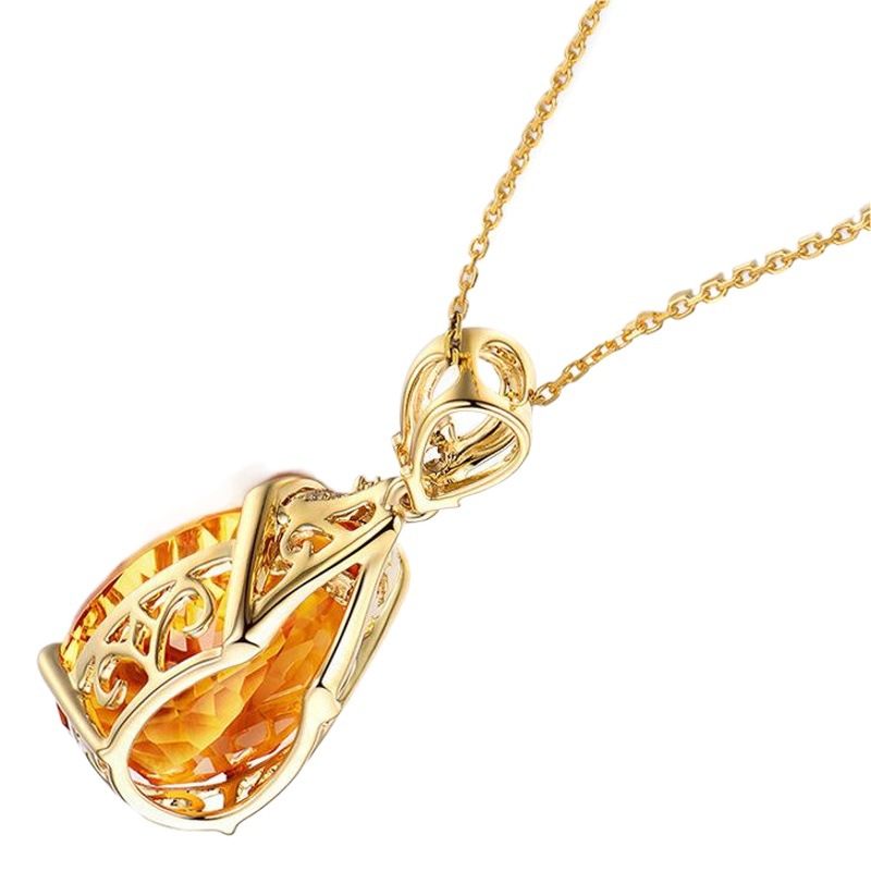 Pulsera simple moissanite plateado anillo citrino de cuatro garras pendientes ovales de oro citrino colgante traje