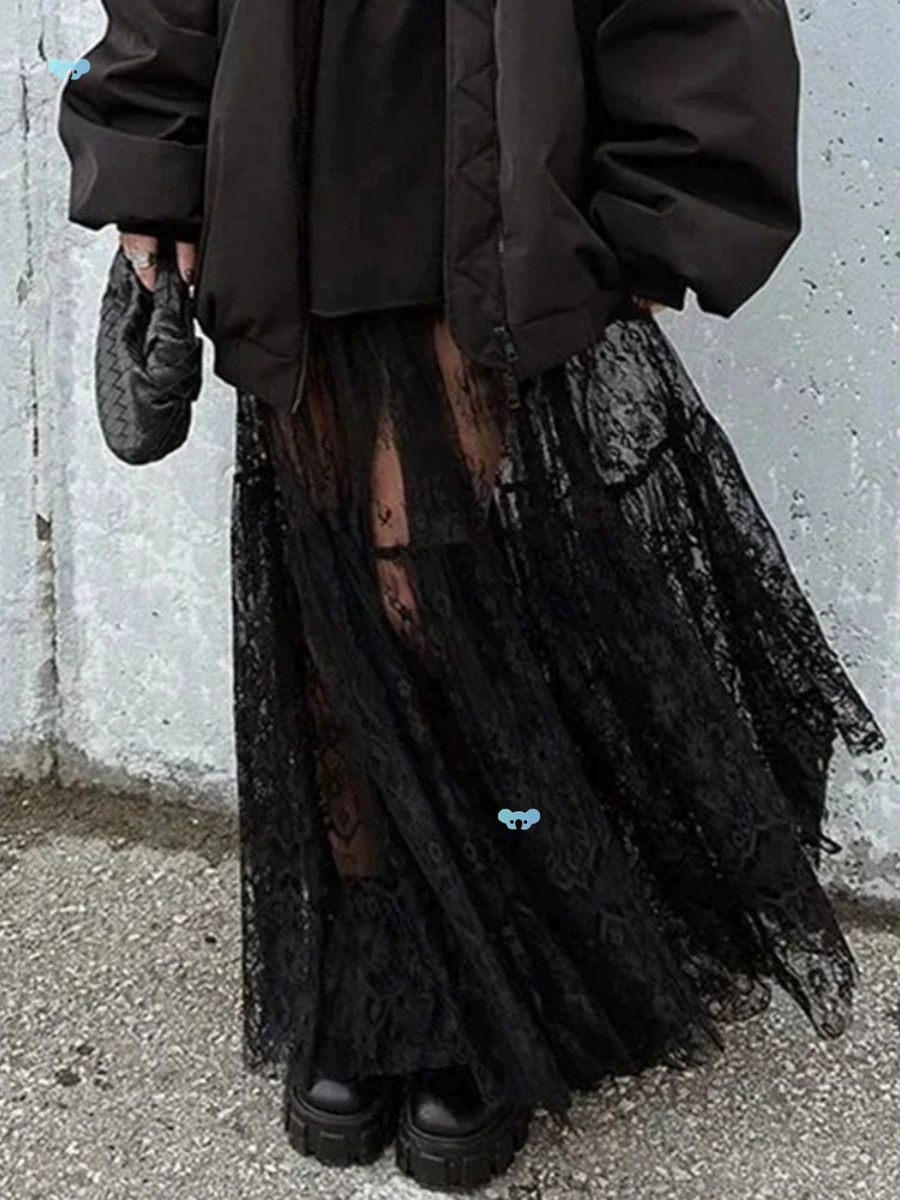 Сексуальная перспективная кружевная юбка с высокой талией