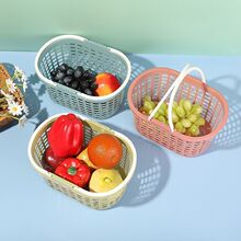 镂空蔬菜水果收纳筐草莓篮子置物筐浴室洗澡收纳篮塑料手提沐浴篮