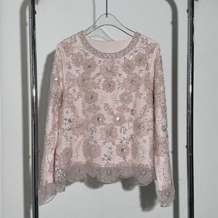 Trendy Heavy Embroidery Floral Lace Top for Women, Long-Sleeve, Stylish Design, Unique Base Shirt, Lace Blouse Trendy Heavy Embroidery Floral Lace Top for Women, Long-Sleeve, Stylish Design, Unique Base Shirt, Lace Blouse