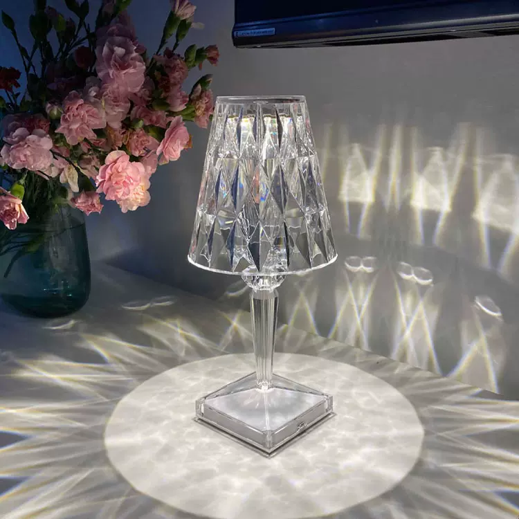 意大利Kartell网红水晶钻石台灯USB充电式床头氛围小夜灯女孩卧室