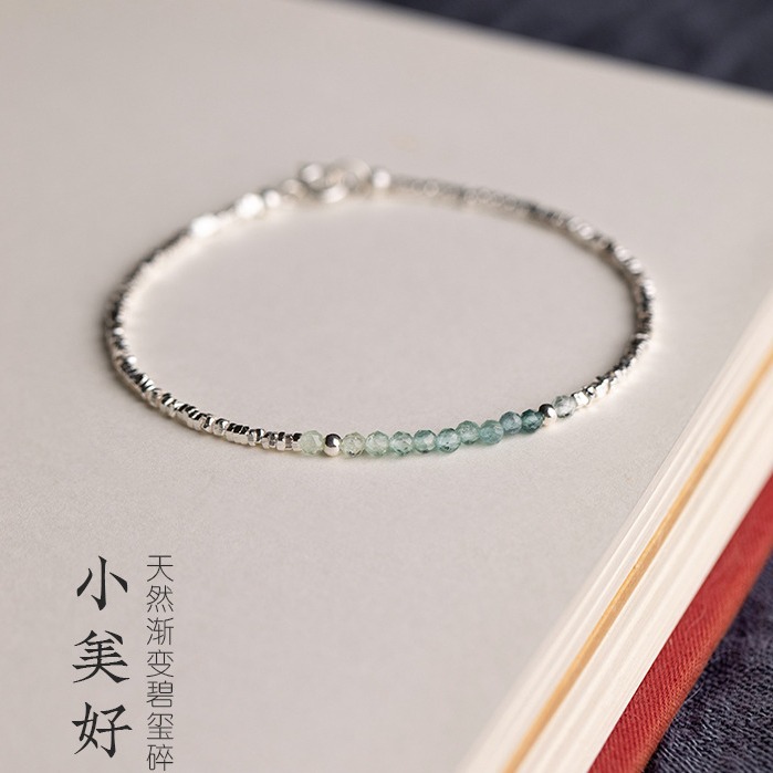 Organic tourmaline silver bracelet