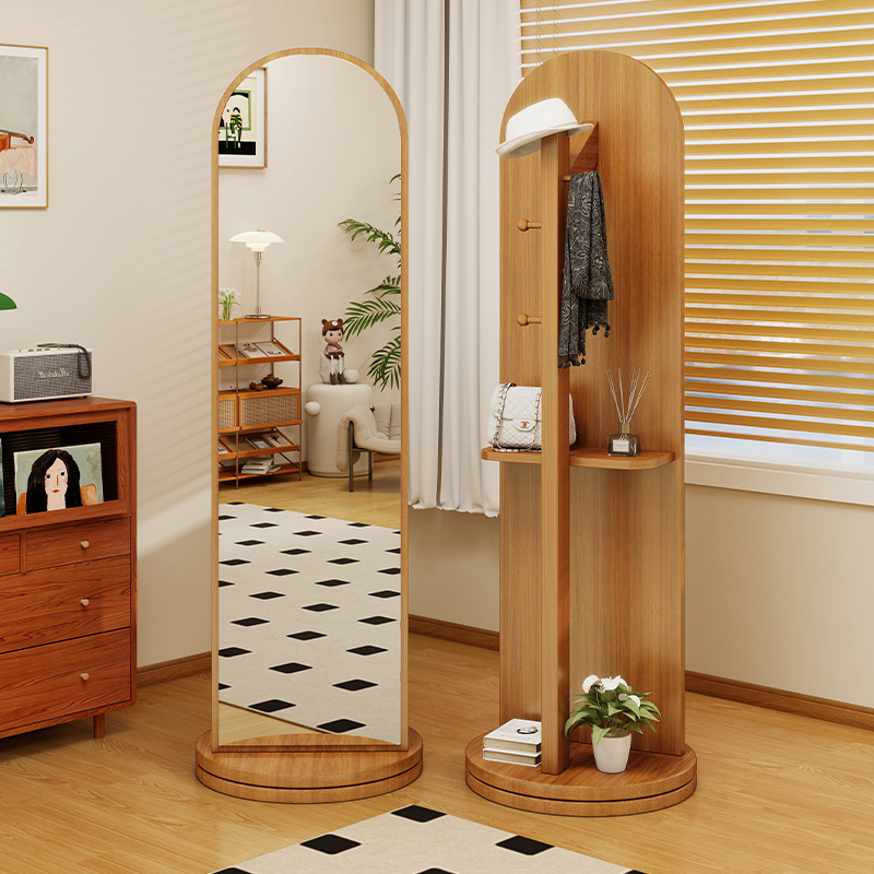 旋转全身镜挂衣架穿衣镜卧室衣帽架镜子置物架落地镜女生试衣镜子