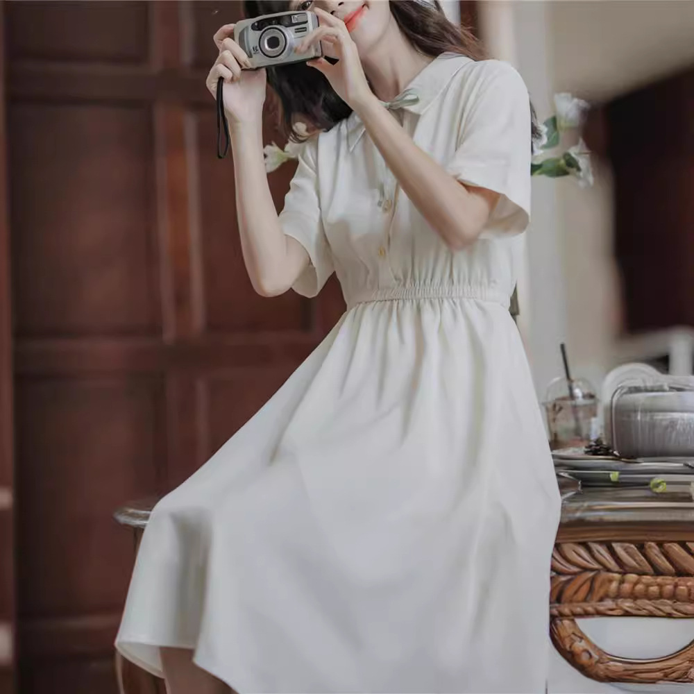 New Chinese Style dress Girl Summer New Junior High School Senior high school Student Mori Sweet Cute Shirt A- line Skirt