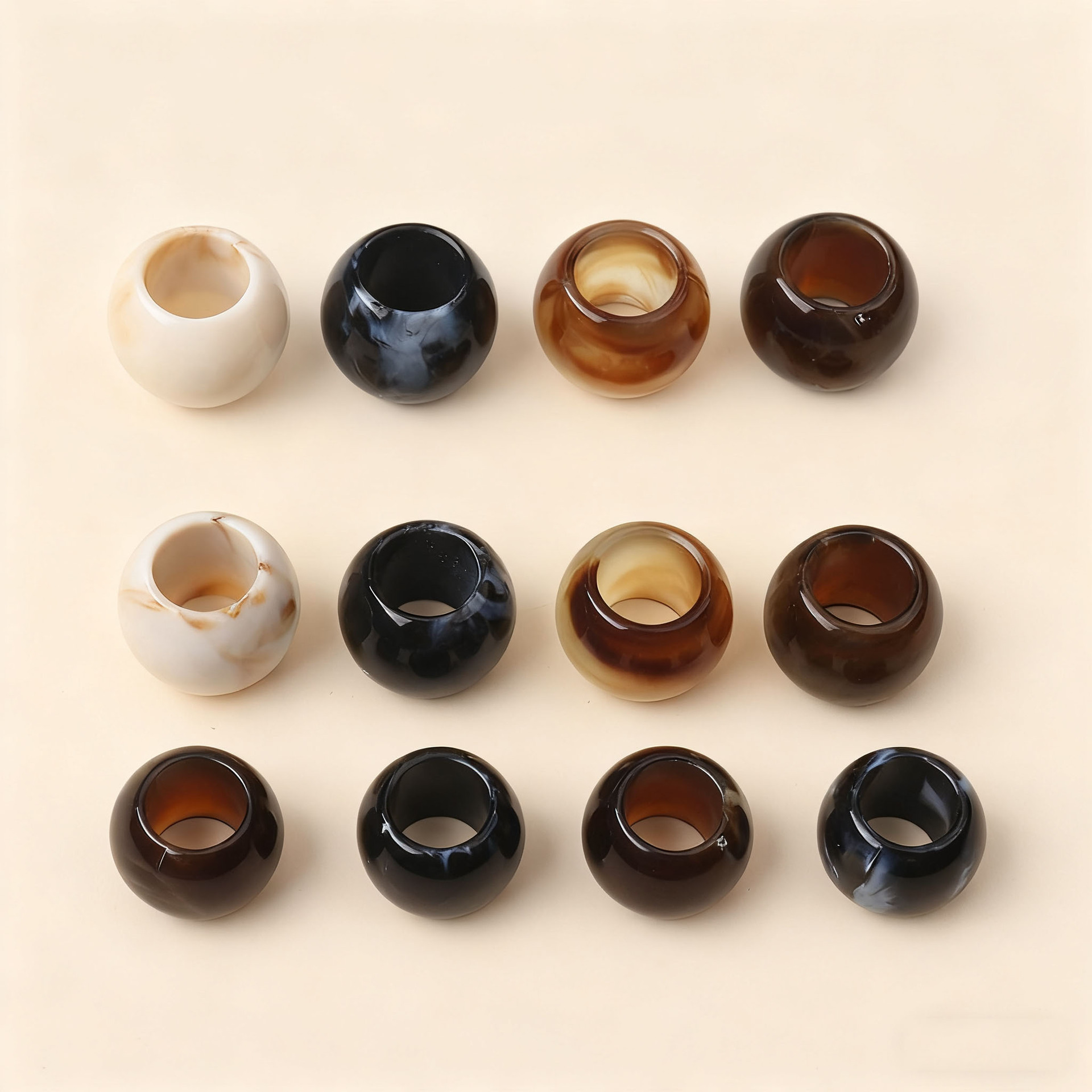 Acrylic two-color round beads jade
