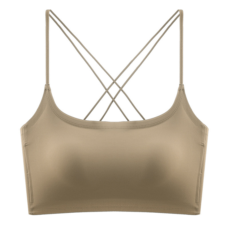 6037 línea cuello cuadrado taza fija top de tubo hermosa espalda cruzada ropa interior sin costuras textura de seda de hielo sujetador fino transpirable
