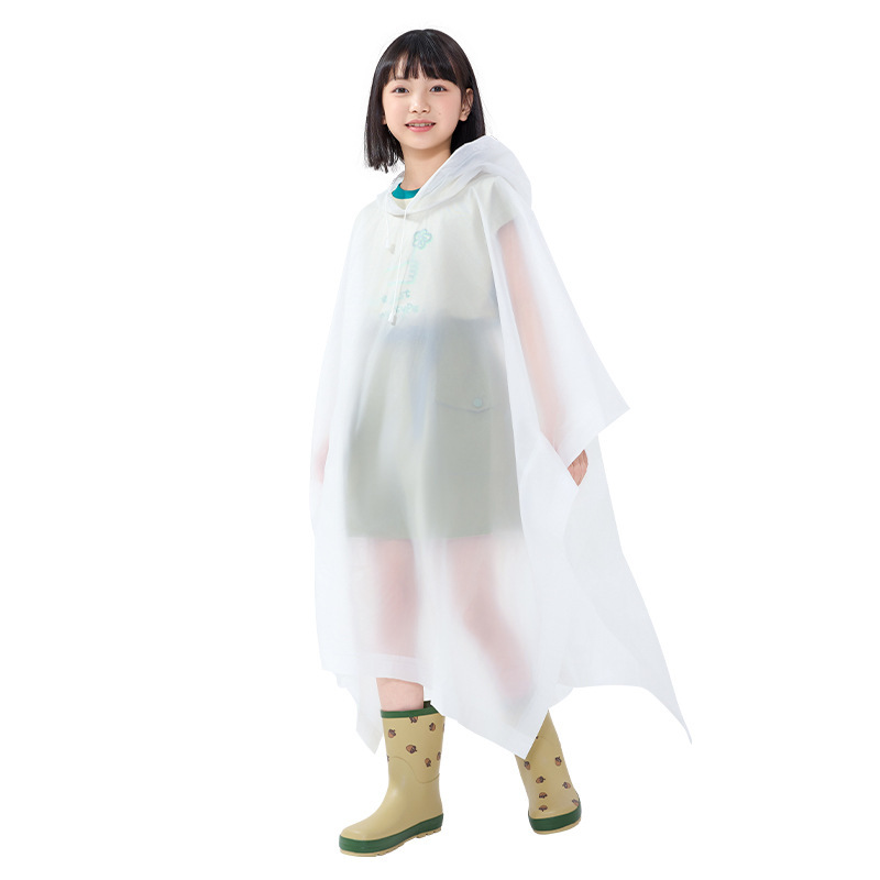 子供用マントスタイルのポンチョ、厚くて広いつば、透明な全身防雨、男の子と女の子のスクールバッグレインコート|undefined