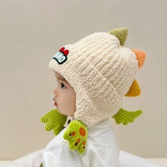 儿童毛线帽帽子秋冬女童秋冬季新款可爱恐龙加厚保暖护耳宝宝针织