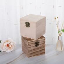 简约木质桐木礼品收纳盒实木杂物整理盒正方形储物包装木盒