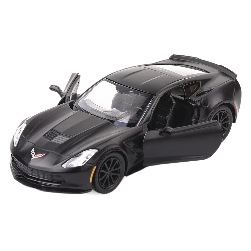 Modelo de coche de aleación de Marco 1:36 Corvette C7 coche deportivo Tire hacia atrás silenciosa luz modelo de coche de juguete adornos