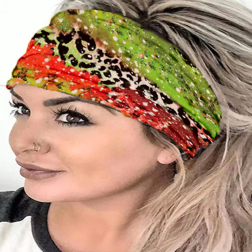 European and American women's headscarf wide version of the rainbow-colored yoga sports headband elastic women's sweat-absorbent headband