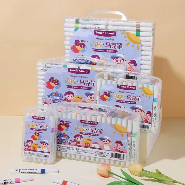 Children's Water-Based Art Painting Hand-Painted Boxed Opaque Paper 12 24 36 48 60 Color Set Acrylic Marker Pen