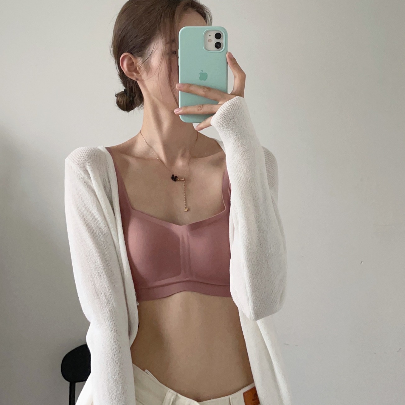 Jelly estilo francés cuello cuadrado sujetador ropa interior de las mujeres sin costuras inalámbrico de una pieza chaleco sujetador pequeño pecho empuja hacia arriba