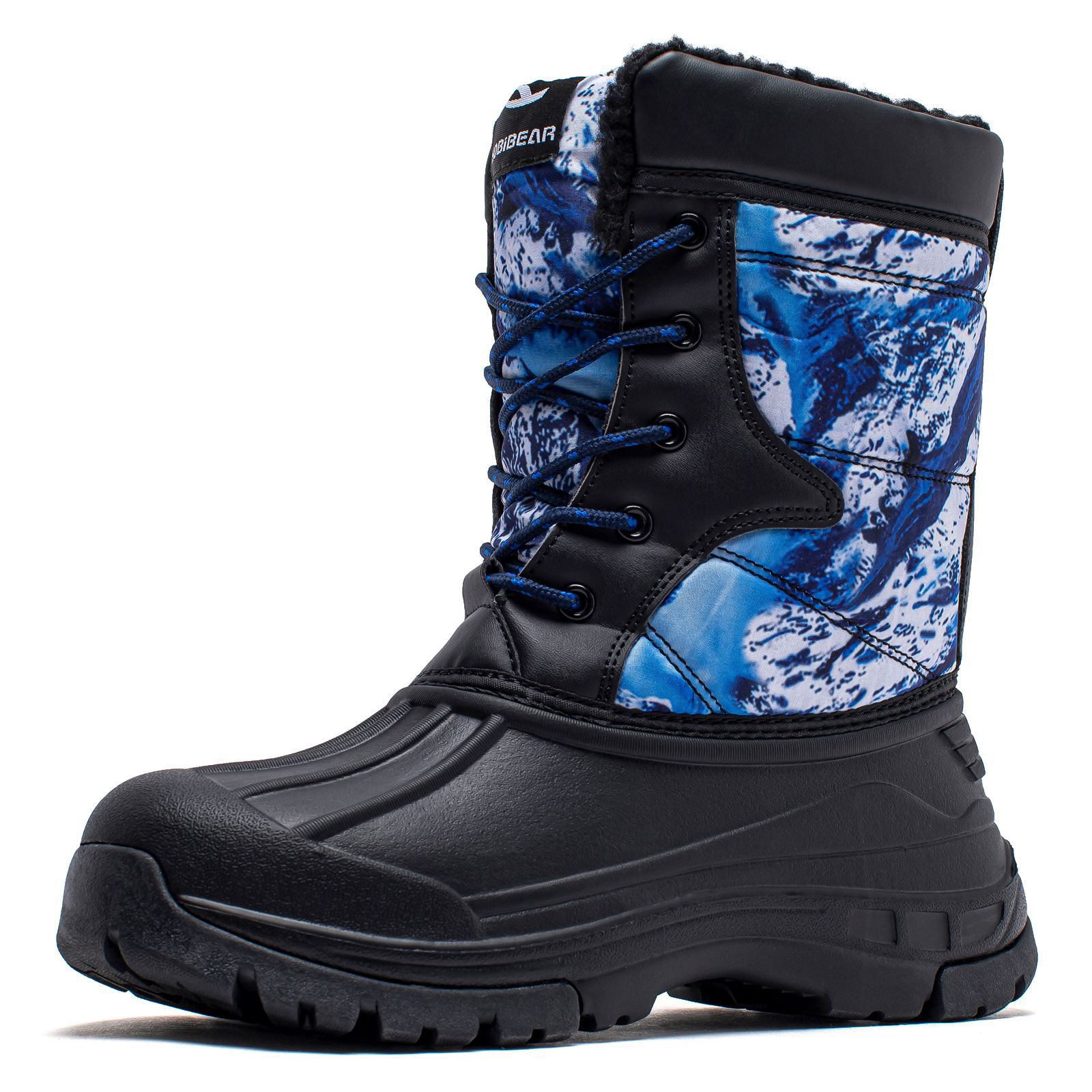 Habbear botas de nieve para niños botas de algodón forradas de lana botas de algodón de media pantorrilla botas de algodón de estilo de comercio exterior cálido entrega de una sola pieza