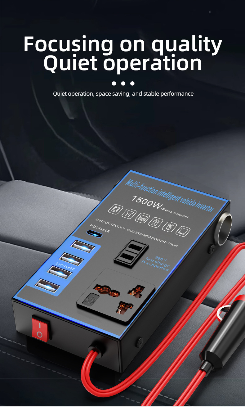 Car Inverter 12V24V Universal to 220V Car Power Socket Truck Smart Charging Inverter Converter