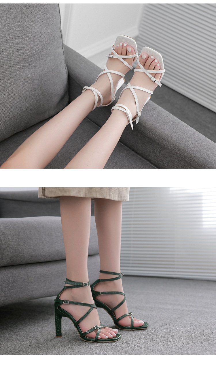  square toe cross strap high-heeled sandals nihaostyles wholesale clothing NSSO82153