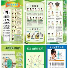 批发中小学生眼睛保健操图片宣传海报保护视力望远远视表墙贴挂图
