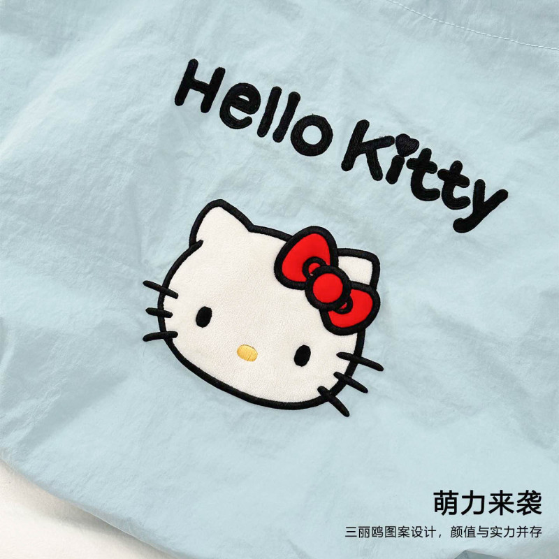 三丽鸥正版凯蒂猫购物袋蝴蝶结可爱单肩包大容量刺绣抽绳便捷女包|undefined