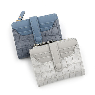 Retro crocodile pattern short women's wallet casual buckle large capacity multi-card coin purse id bag female wallet
