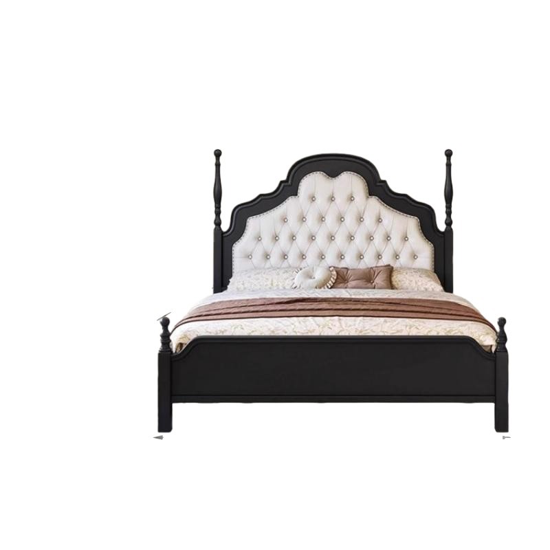 Cama francesa vintage cama de paquete blando Anna cama de madera maciza dormitorio principal color nuez 1.8m estilo medieval americano cama de boda