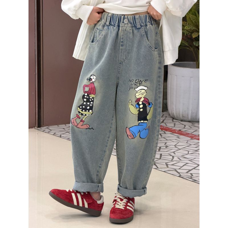 Boys' Spring and Autumn Sailor Jeans Set 2026 Cartoon Print Jeans Baseball Uniform for Older Children Girls' Clothing Boys' Spring and Autumn Sailor Jeans Set 2026 Cartoon Print Jeans Baseball Uniform for Older Children Girls' Clothing
