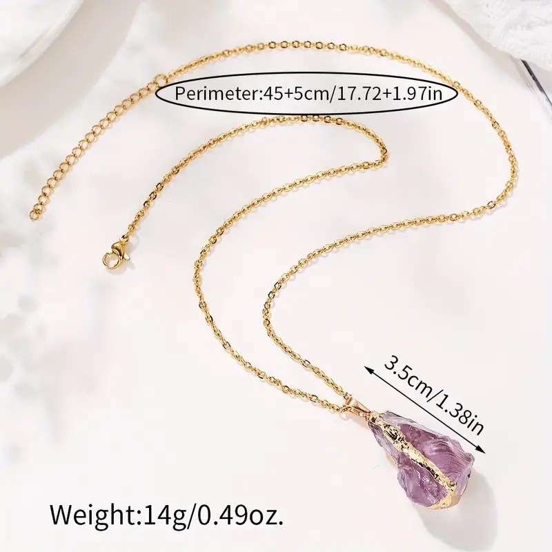 Pendant Necklace Classification Alloy Chain Material 1 Piece Alloy Natural Stone Crystal Irregular Pendant Necklace