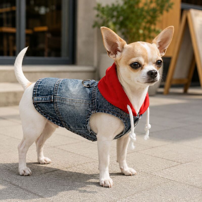 Pet Small Dog Clothing with Leash Attachment, Denim Vest Jacket for Spring, Autumn, and Winter, Cross-Border Hot-Selling Products, Wholesale from Manufacturer