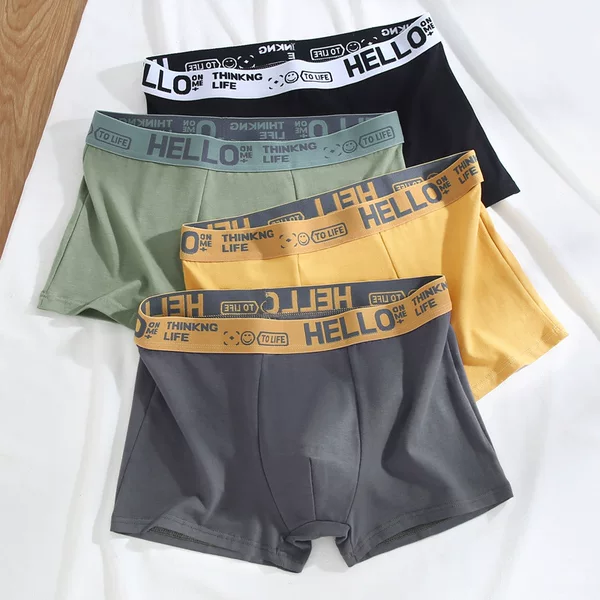 Men's Underwear Boys' Boxers Cotton plus size Breathable All Cotton Underpants Youth Fashionable Boxer Underpants Head