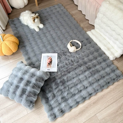 Car Carpet Bedroom Carpet Bedside Blanket 2024 - gray-puff-velvet-thickened-in-autumn-and-winter-encrypted-to-keep-warm-and-heat-5080cm