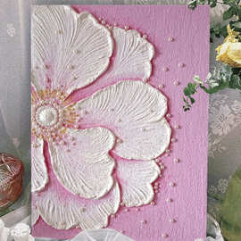 花卉珍珠立体肌理画diy数字油画手工填色石英砂丙烯油彩装饰挂画