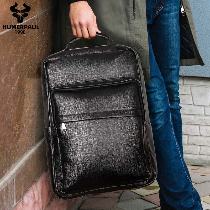 Hummer Paul first layer cowhide large capacity backpack outdoor travel bag men's casual leather computer bag wholesale