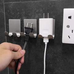免打孔不鏽鋼剃鬚刀掛鈎電線插頭收納掛鈎衛生間浴室壁掛自粘掛鈎