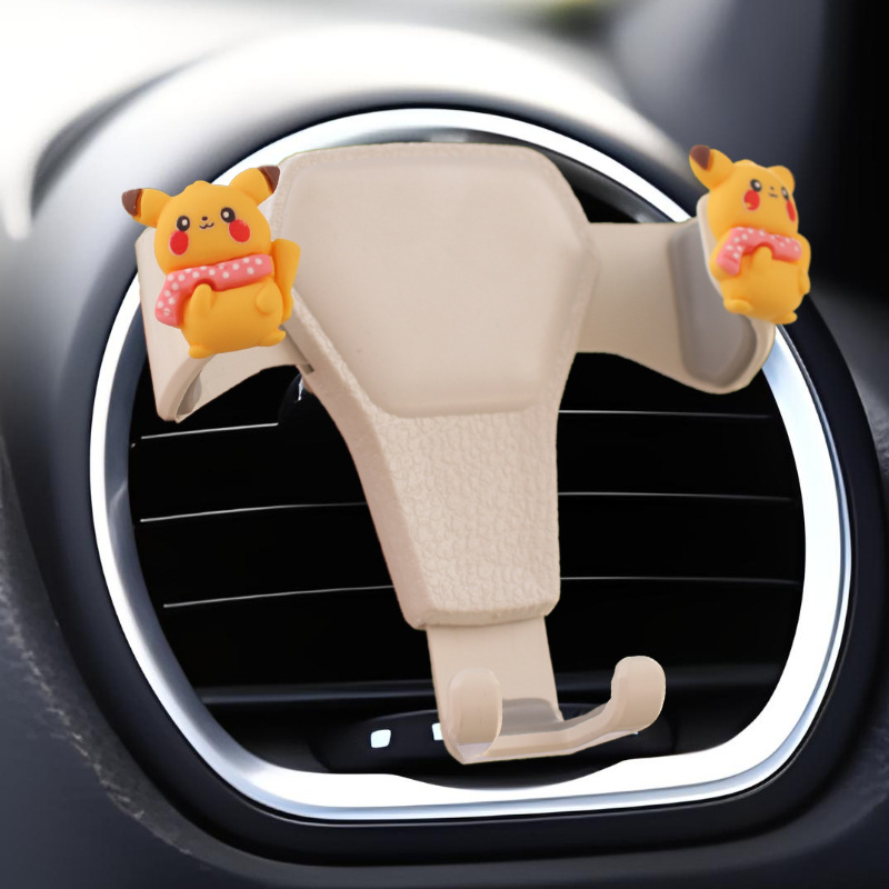 Nuevos adornos de coche de resina Pikachu, adornos de pantalla de navegación de consola central de coche de dibujos animados, adornos de movimiento de cabeza