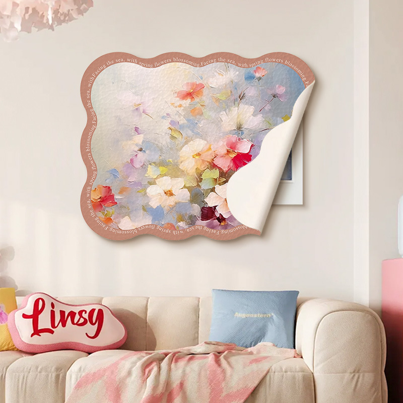 Cream-Colored Decorative Painting for Electric Meter Box, Magnetic Leather Self-Adhesive Distribution Box Cover, No-Drill Sticker