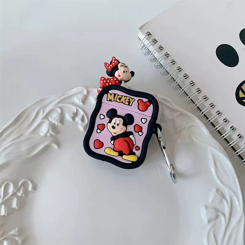 Силиконовый защитный чехол (совместим с Apple) для AirPods 1/2, милые мультяшные дизайны, с крючком/кольцом