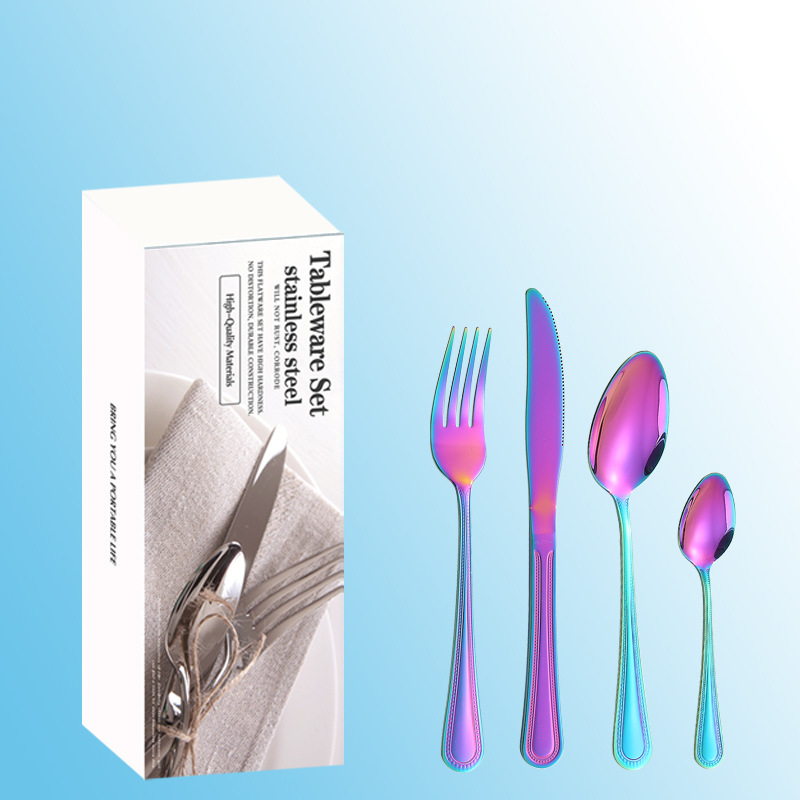 Productos transfronterizos de Amazon cubiertos de acero inoxidable 16 / 24 piezas con cuchillos y cucharas de té de cuchillos y tenedores de cubiertos occidentales