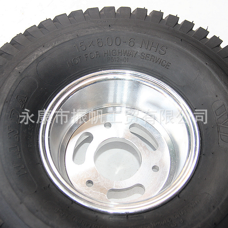 15X 6-6inch Kart Beach Car Tire Aluminum Alloy Wheel Hub Rubber Wear-Resistant Four-Wheel Vehicle Tire Accessories