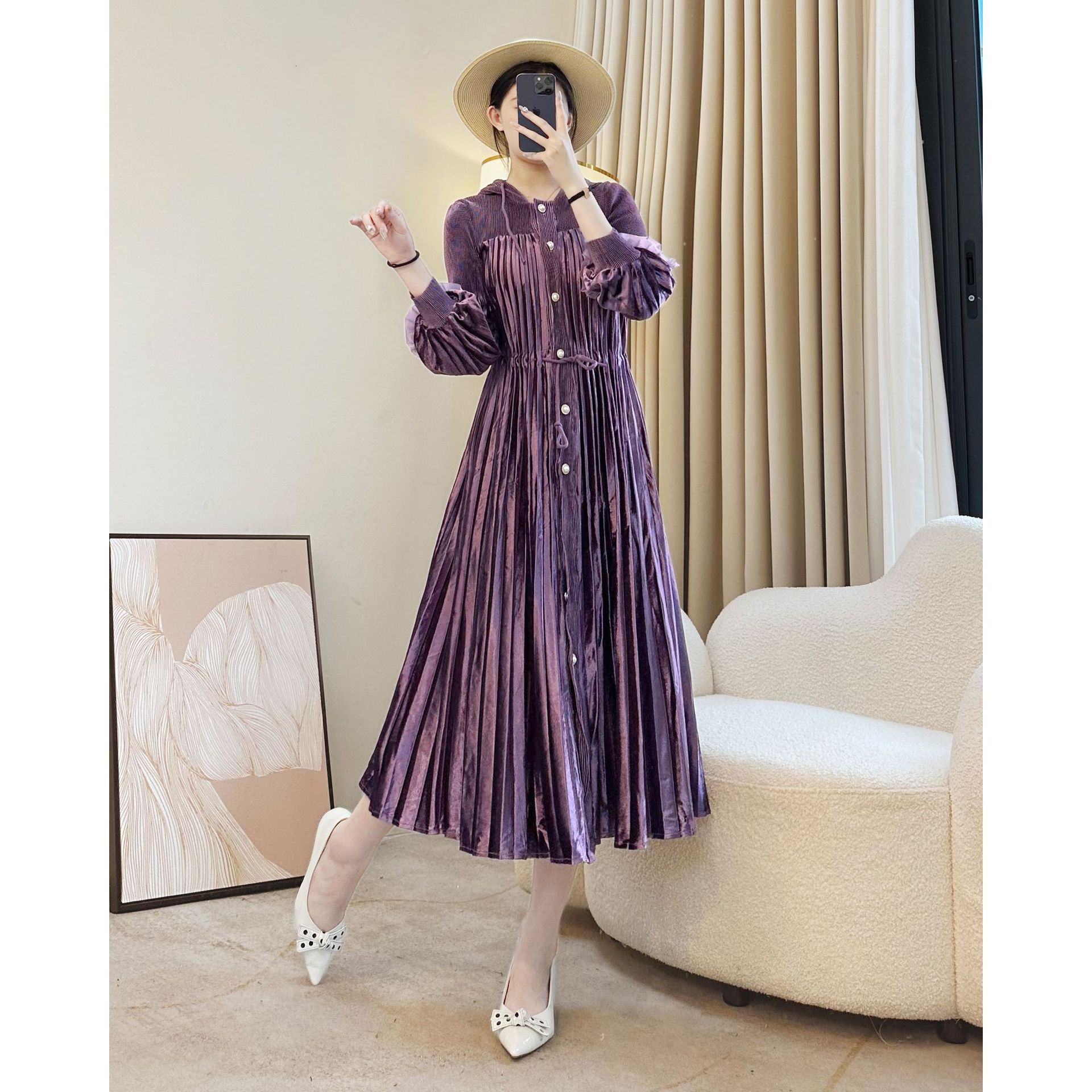 妈妈秋冬装连衣裙女高贵金丝绒裙子2025新款洋气中老年贵夫人长裙