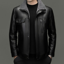 真皮皮衣男山羊皮夹克短款翻领皮毛一体整貂内胆貂毛大衣皮外套