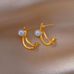 珍珠耳環女2024年新法式復古氣質耳釘小眾設計感輕奢個性耳飾