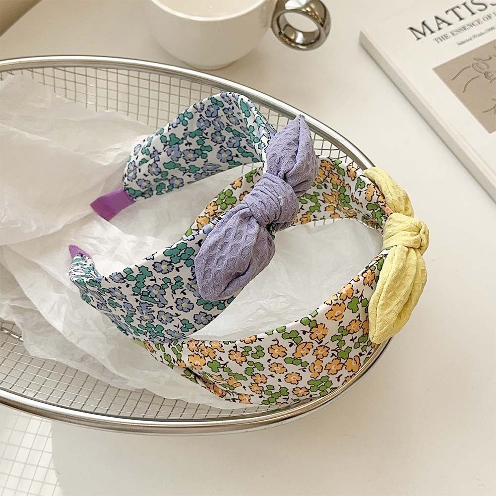 Nuevo 2025 estilo coreano de bordes anchos flores de tela arco de cabeza de banda de la niña sensación antideslizante salir a presionar tarjeta de pelo